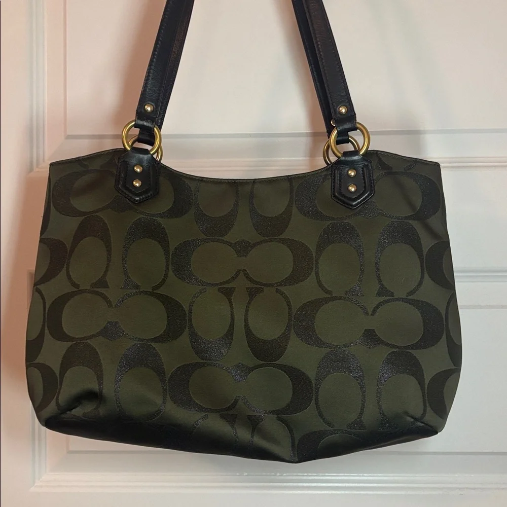 VTG Coach Campbell Signature Metallic Green Carryall Satchel Shoulder Bag F26246 - Picture 4 of 16
